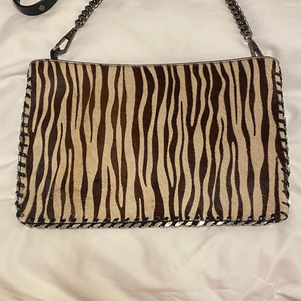 Zara Brown and Cream Zebra Print Shoulder Bag